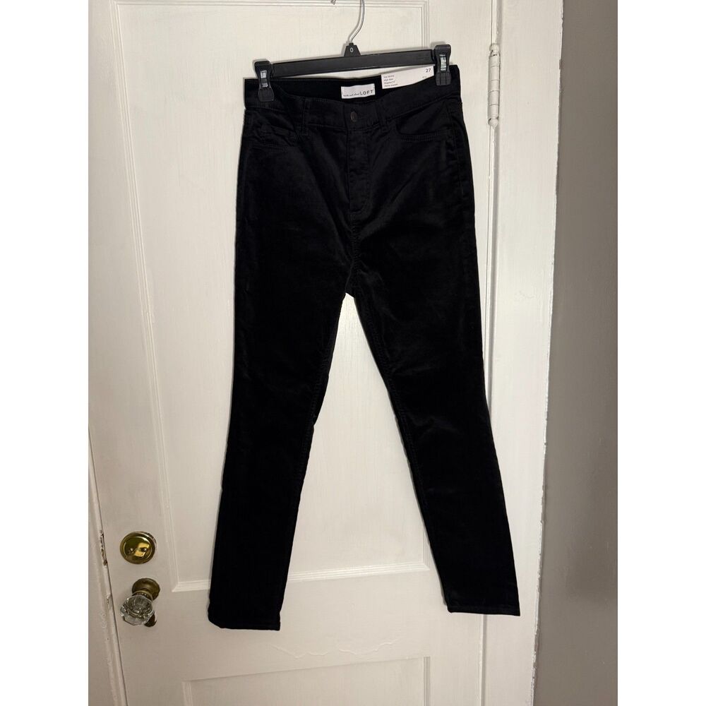 LOFT Skinny High Rise Black Velvet Pants Jeans